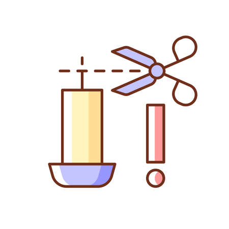 Trimming candle wick RGB color manual label icon. Preventing large, uneven flame. Control melted wax amount. Isolated vector illustration. Simple filled line drawing for product use instructionsのイラスト素材