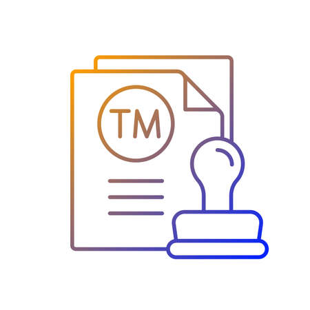 Trademark gradient linear vector icon. Intellectual property. Business, individual or any legal entity mark. Thin line color symbols. Modern style pictogram. Vector isolated outline drawingのイラスト素材