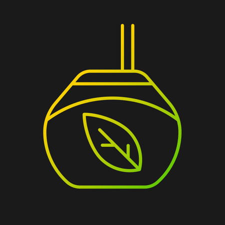 Tea gourd cup gradient vector icon for dark theme. Traditional latin beverage. Utensil for yerba mate. Vessel for mate. Thin line color symbol. Modern style pictogram. Vector isolated outline drawingのイラスト素材