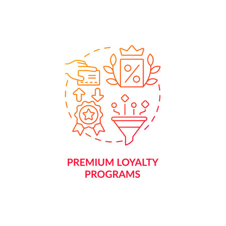 Premium loyalty programs red gradient concept icon. Paid program abstract idea thin line illustration. Pay fees to have special offers and benefits. Vector isolated outline color drawing.のイラスト素材