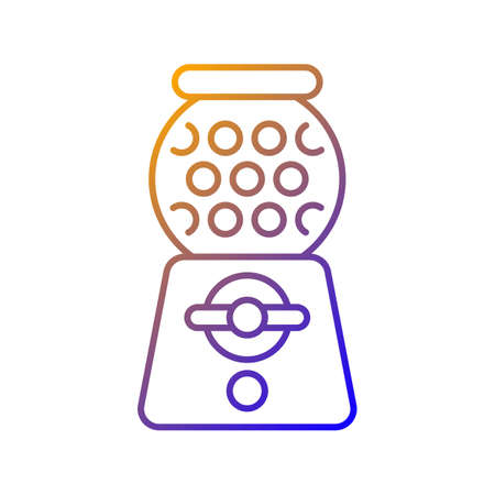Gumball machine gradient linear vector icon. Candy dispenser. Vending machine. Sphere filled with gumballs. Thin line color symbol. Modern style pictogram. Vector isolated outline drawingのイラスト素材