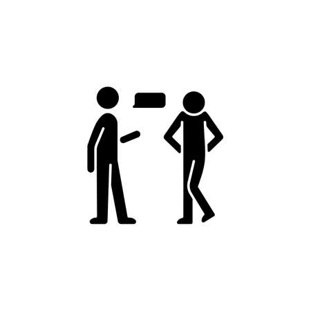 Psychological barriers black glyph icon. Personal discomfort. Communicator mental state. Emotional limitations. Nervousness, mistrust. Silhouette symbol on white space. Vector isolated illustrationのイラスト素材