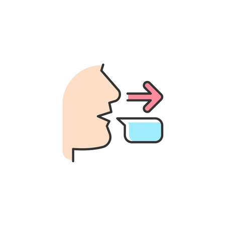 Message sender RGB color icon. Communication process initiator. Transferring message to receiver. Information transmission. Exchanging ideas. Isolated vector illustration. Simple filled line drawing