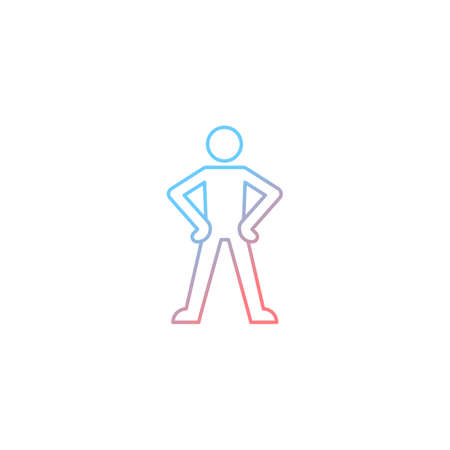 Confidence body language gradient linear vector icon. Standing in confident posture. Expressing assertiveness. Thin line color symbol. Modern style pictogram. Vector isolated outline drawingのイラスト素材