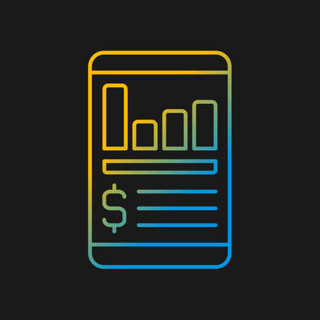 Expense tracker app gradient vector icon for dark theme. Online service for controlling budget. Financial literacy. Thin line color symbol. Modern style pictogram. Vector isolated outline drawing