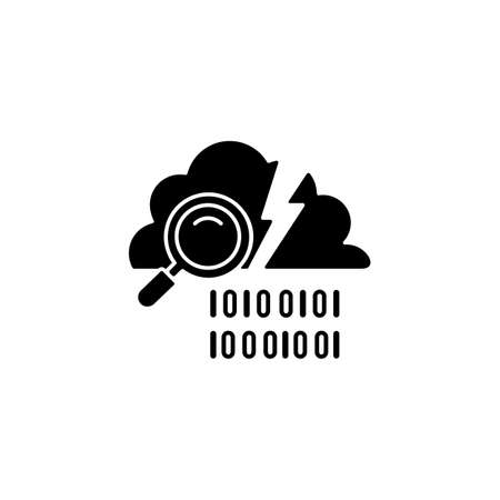 Data breach detection black glyph icon. Intrusion recognition tool. Protection from potential threats. Data leakage prevention. Silhouette symbol on white space. Vector isolated illustrationのイラスト素材