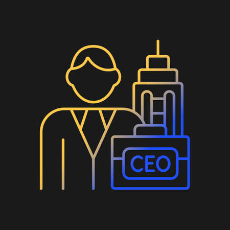 Chief executive gradient vector icon for dark theme. Ceo of corporation. Chief executive officer. Boss responsibilities. Thin line color symbol. Modern style pictogram. Vector isolated outline drawingのイラスト素材