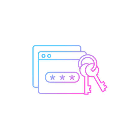 Password management gradient linear vector icon. Preventing unauthorized access. Encrypted digital database. Thin line color symbol. Modern style pictogram. Vector isolated outline drawingのイラスト素材