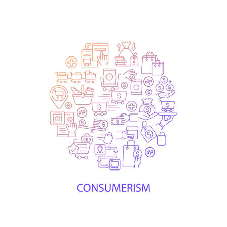 Discount abstract gradient linear concept layout with headline. Sale for products. Sell goods. Commerce minimalistic idea. Thin line graphic drawings. Isolated vector contour icons for backgroundのイラスト素材