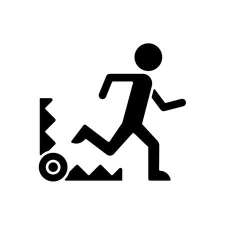 Fear based motivation black glyph icon. Fear of pain and discomfort. Motivation at work. Avoid awkward situations. Negative impact. Silhouette symbol on white space. Vector isolated illustrationのイラスト素材