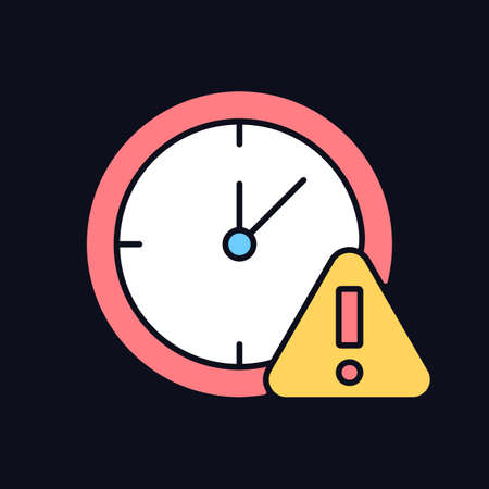 Do not use for long time RGB color manual label icon for dark theme. Isolated vector illustration on night mode background. Simple filled line drawing on black for product use instructionsのイラスト素材