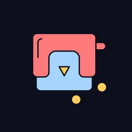 Hole-punch RGB color icon for dark theme. Paper puncher. Device for office work. Punching machine. Isolated vector illustration on night mode background. Simple filled line drawing on blackのイラスト素材