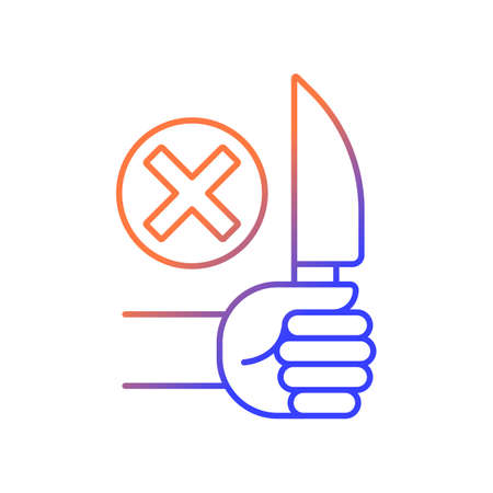 No sharp objects gradient linear vector manual label icon. Avoid injuries. Thin line color symbol. Modern style pictogram. Vector isolated outline drawing for product use instructionsのイラスト素材