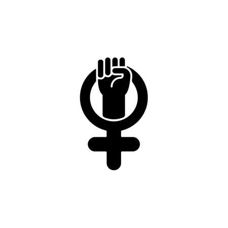 Female symbol black glyph icon. Pride in sisterhood. Clenched fist in venus sign. Self respect. Mental strength. Female power. Silhouette symbol on white space. Vector isolated illustrationのイラスト素材