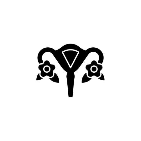 Modern femininity black glyph icon. Ending gender discrimination. Feminist activist. Personal freedom for women. Female health. Silhouette symbol on white space. Vector isolated illustrationのイラスト素材