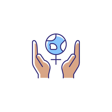 Feminism support RGB color icon. Women rights movement. Fighting global gender inequality. Non-discrimination creation. Equal rights for women. Isolated vector illustration. Simple filled line drawingのイラスト素材