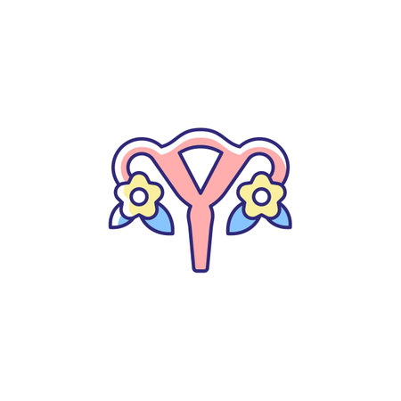 Modern femininity RGB color icon. Ending gender discrimination. Feminist activist. Personal freedom for women. Female health. Social movement. Isolated vector illustration. Simple filled line drawingのイラスト素材