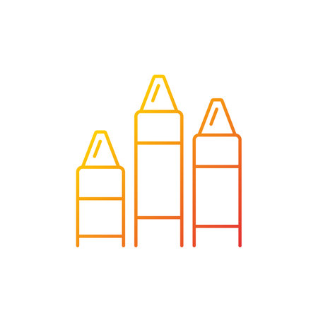 Crayons gradient linear vector icon. Art classroom. Use for drawing and coloring. Paraffin wax and color pigment. Thin line color symbol. Modern style pictogram. Vector isolated outline drawingのイラスト素材