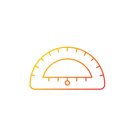 Protractor gradient linear vector icon. Instrument for constructing, measuring angles. Simple half-disc. Thin line color symbol. Modern style pictogram. Vector isolated outline drawingのイラスト素材