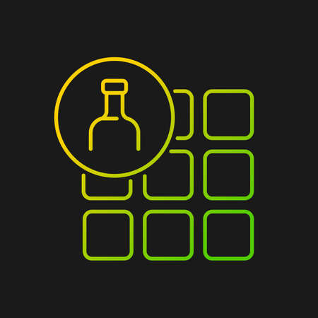 Tile from recycled glass gradient vector icon for dark theme. Recycling bottles. Eco friendly building materials. Thin line color symbol. Modern style pictogram. Vector isolated outline drawingのイラスト素材