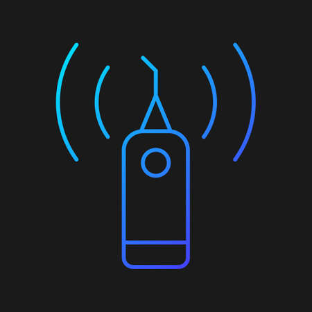 Ultrasonic teeth cleaner gradient vector icon for dark theme. Remove plaque from tooth surfaces. Ultrasonic instrument. Thin line color symbol. Modern style pictogram. Vector isolated outline drawingのイラスト素材