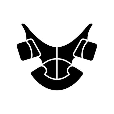 Dental retainer black glyph icon. Realigning teeth device. Orthodontic treatment. Hold teeth into correct position. Removable appliance. Silhouette symbol on white space. Vector isolated illustrationのイラスト素材