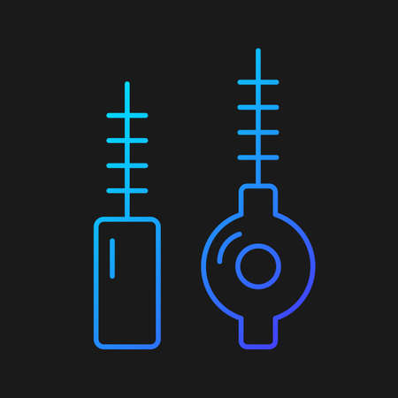 Interdental brushes gradient vector icon for dark theme. Cleaning out food particles and plaque. Keeping gums healthy. Thin line color symbol. Modern style pictogram. Vector isolated outline drawingのイラスト素材