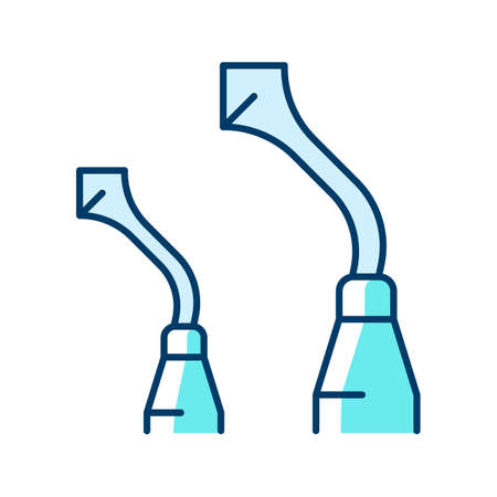 Burnisher RGB color icon. Dental hand instrument. Polishing teeth fillings. Carving dental material. Restoration procedure. Smoothing amalgam. Isolated vector illustration. Simple filled line drawingのイラスト素材