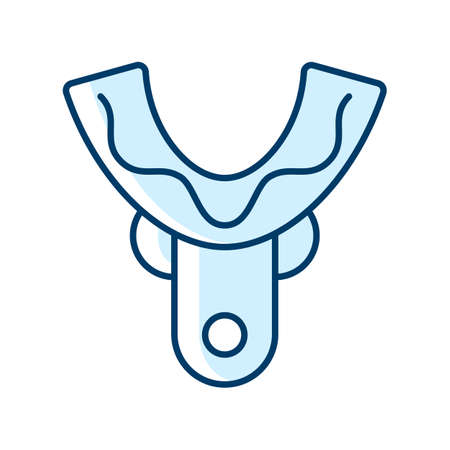 Impression tray RGB color icon. Dental prosthesis construction. Oral surgery. Dental implantology. Reproducing oral structures. Create replica. Isolated vector illustration. Simple filled line drawingのイラスト素材