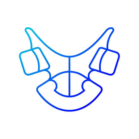 Dental retainer gradient linear vector icon. Realigning teeth device. Orthodontic treatment. Removable appliance. Thin line color symbol. Modern style pictogram. Vector isolated outline drawingのイラスト素材