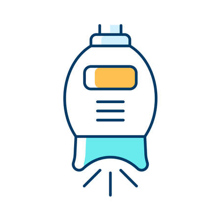 Teeth whitening machine RGB color icon. Dental health. Deep teeth cleaning. Professional treatment. Removing stains. Achieving bright smile. Isolated vector illustration. Simple filled line drawingのイラスト素材