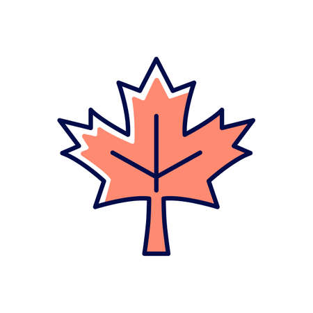 Maple leaf RGB color icon. Common used symbol of Canada. Historic sign and landmark. Central element...
