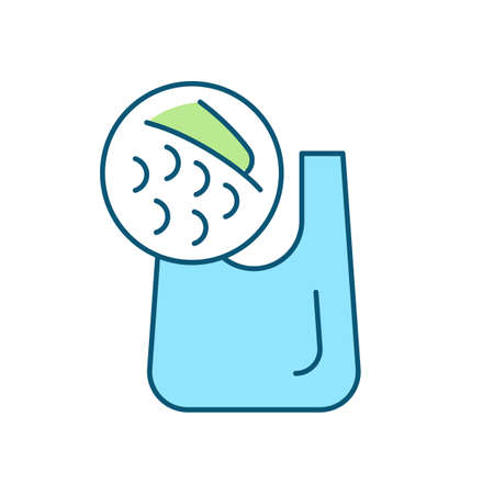 Biodegradable packaging RGB color icon. Reduction in amount of unrecyclable garbage around world. Responsible attitude to nature. Isolated vector illustration. Simple filled line drawingのイラスト素材