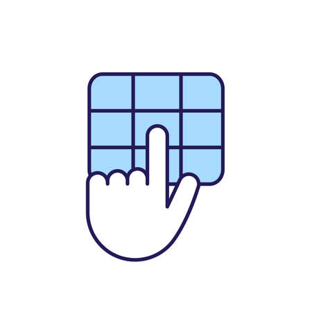 Sensor wordpad RGB color icon. Numerical fingerboard. Set password to protect information. Entering passcode. Preventing cybercrime. Isolated vector illustration. Simple filled line drawingのイラスト素材