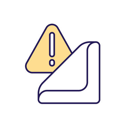 Warning sticker RGB color icon. Yard and vehicle sign. Deterring criminals. Crime and robbery prevention. Property protection. Isolated vector illustration. Simple filled line drawingのイラスト素材