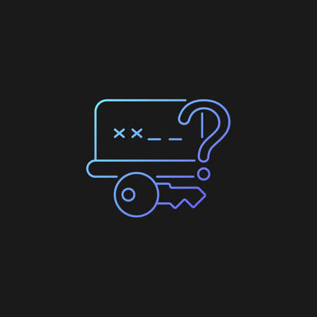 Forgetting password gradient vector icon for dark theme. Account recovery. Computer safety. Password management. Thin line color symbol. Modern style pictogram. Vector isolated outline drawingのイラスト素材