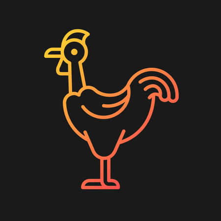 Transylvanian chicken gradient vector icon for dark theme. Naked neck chicken breed. Bird with featherless neck. Thin line color symbol. Modern style pictogram. Vector isolated outline drawingのイラスト素材