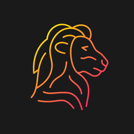 Lion head symbol gradient vector icon for dark theme. Thin line color symbol. Modern style pictogram. Vector isolated outline drawingのイラスト素材