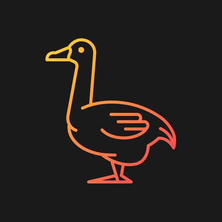 Goose gradient vector icon for dark theme. Domestic bird bred for meat. Commercial growing. Canadian and white goose. Thin line color symbol. Modern style pictogram. Vector isolated outline drawingのイラスト素材