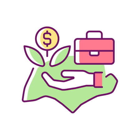 Pro-business environment RGB color icon. Business friendly country. Singapore financial sector. Retaining startups. International repute. Isolated vector illustration. Simple filled line drawingのイラスト素材