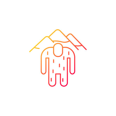 Yeti gradient linear vector icon. Mysterious ape-like creature. Nepali folklore. Hairy snowman living in mountains. Thin line color symbol. Modern style pictogram. Vector isolated outline drawingのイラスト素材