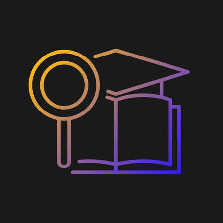 Academic research talent gradient vector icon for dark theme. Study and investigation. Cognitive skill. Thin line color symbol. Modern style pictogram. Vector isolated outline drawingのイラスト素材