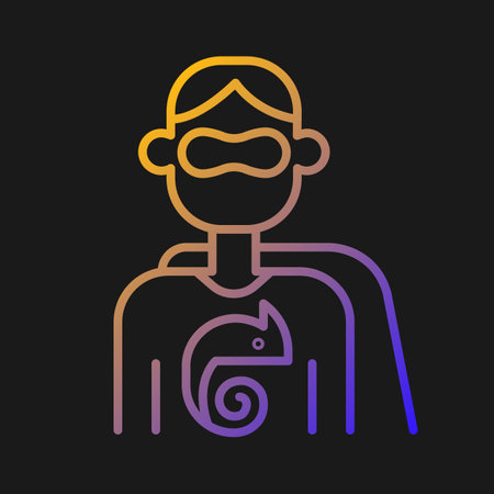 Adaptability gradient vector icon for dark theme. Ability to handle change. Flexibility, adaptation. Learn, transform. Thin line color symbol. Modern style pictogram. Vector isolated outline drawingのイラスト素材