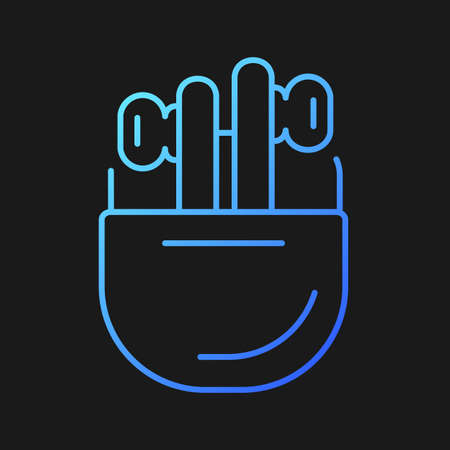 Charging case for wireless earphones gradient vector icon for dark theme. Portable device for recharging earpieces. Thin line color symbol. Modern style pictogram. Vector isolated outline drawingのイラスト素材