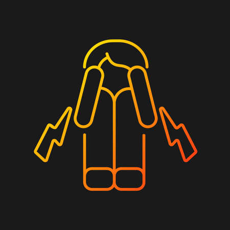 Panic attack gradient vector icon for dark theme. Mental disorder. Anxiety and fear. Psychological problem. Thin line color symbol. Modern style pictogram. Vector isolated outline drawingのイラスト素材