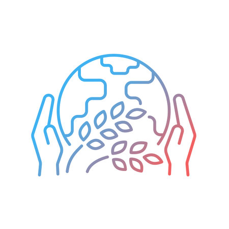 Hunger relief organization gradient linear vector icon. Global, regional initiatives that help poor and hungry people. Thin line color symbol. Modern style pictogram. Vector isolated outline drawingのイラスト素材