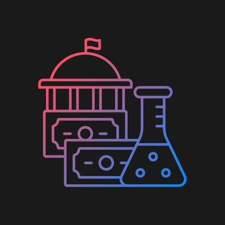 Government funding of research gradient vector icon for dark theme. Government grant. Investment in scientific research. Thin line color symbol. Modern style pictogram. Vector isolated outline drawingのイラスト素材