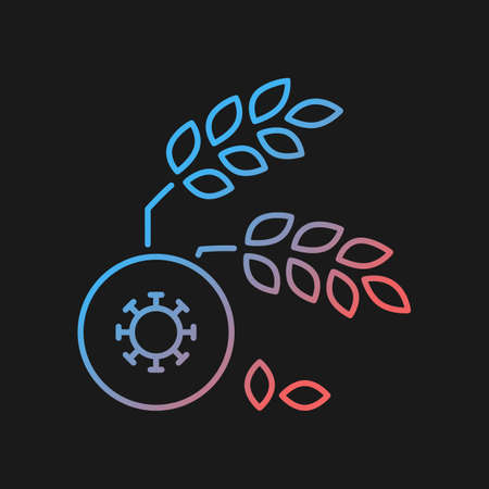 Agricultural disease gradient vector icon for dark theme. Harvest loss leads to starvation. Food security. Thin line color symbol. Modern style pictogram. Vector isolated outline drawingのイラスト素材