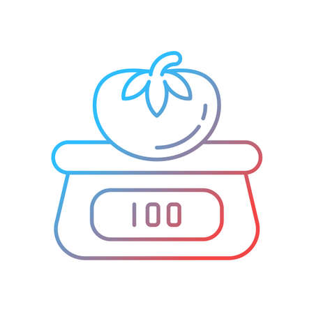 Physical testing gradient linear vector icon. Visual appearance analysis. Product weighing and measuring procedure. Thin line color symbol. Modern style pictogram. Vector isolated outline drawingのイラスト素材