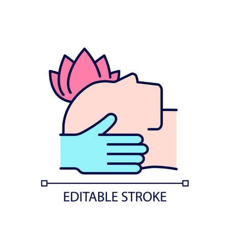 Massage for PTSD treatment RGB color icon. Reducing post-traumatic stress disorder symptoms. Target trigger points in muscles. Isolated vector illustration. Simple filled line drawing. Editable strokeのイラスト素材